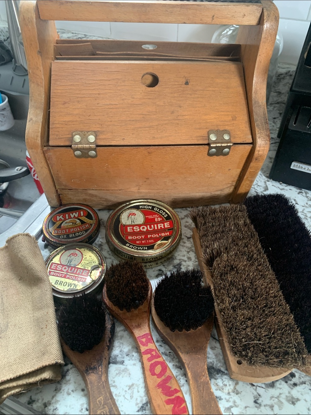 Kiwi Ox Blood Boot Polish Tin with Vintage Red & Gold Label